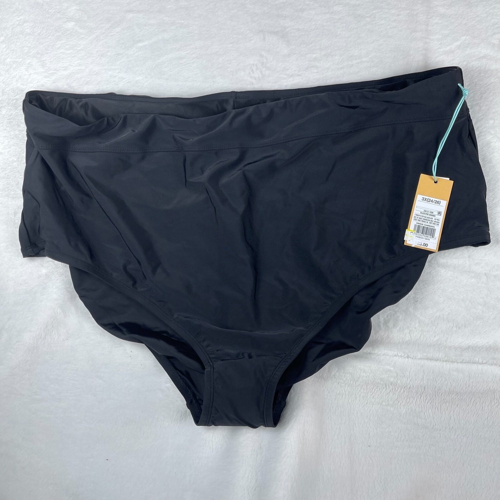Kona‎ Sol Bikini Bottom Womens Size 3X Black Stretch Full Coverage High Waisted